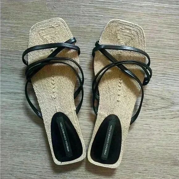 French connection leather slide sandals 7.5 elegant fancy minimalist capsule - Picture 5 of 5